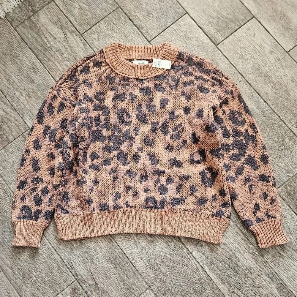 Aerie Animal Print Oversized Long Sleeve Crew Neck Sweater Size XS